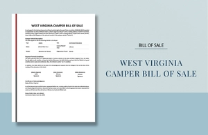 West Virginia Camper Bill Of Sale Template