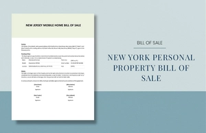 New York Personal Property Bill Of Sale Template