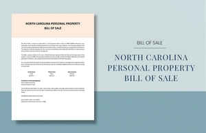 North Carolina Personal Property Bill Of Sale Template