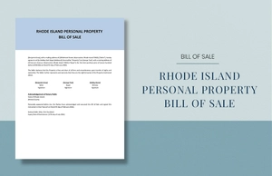 Rhode Island Personal Property Bill Of Sale Template