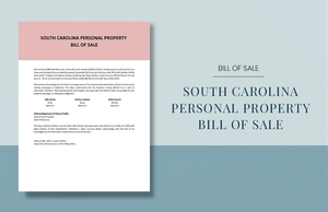 South Carolina Personal Property Bill Of Sale Template