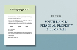 South Dakota Personal Property Bill Of Sale Template