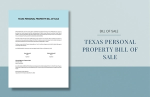 Texas Personal Property Bill Of Sale Template