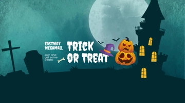 Free Halloween Trick Or Treat Youtube Banner Template to Edit Online