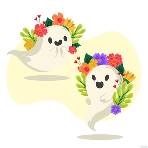 Floral Ghost Halloween Vector