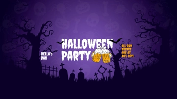 Free Halloween Party Youtube Banner Template to Edit Online
