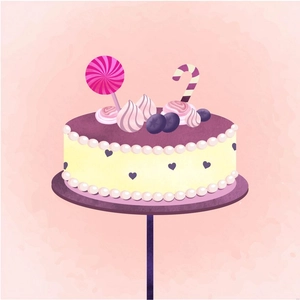 Watercolor Cake Illustration
