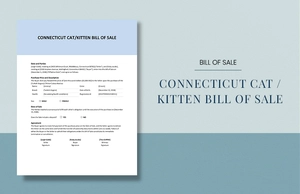 Connecticut Cat / Kitten Bill Of Sale Template