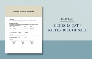 Georgia Cat / Kitten Bill Of Sale Template