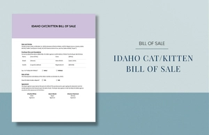 Idaho Cat / Kitten Bill of Sale Template