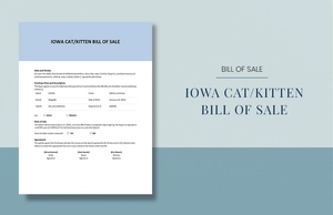 Iowa Cat / Kitten Bill of Sale Form Template