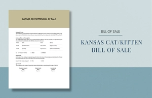 Kansas Cat / Kitten Bill of Sale Template