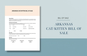 Arkansas Cat / Kitten Bill of Sale Template