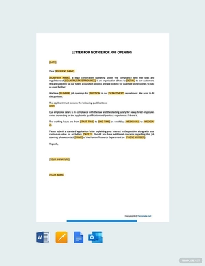 Letter for Notice for Job Opening