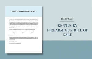 Kentucky Firearm / Gun Bill Of Sale Template