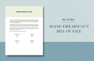 Maine Firearm / Gun Bill Of Sale Template