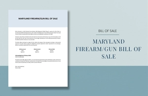 Maryland Firearm / Gun Bill Of Sale Template