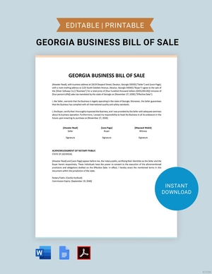 Georgia Business Bill of Sale Template