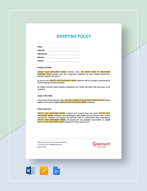 Overtime Policy Template Overtime Policy Template