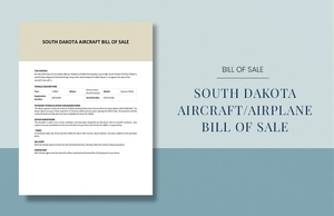 South Dakota Aircraft / Airplane Bill of Sale Form Template