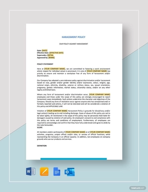 Harassment Policy Template Harassment Policy Template