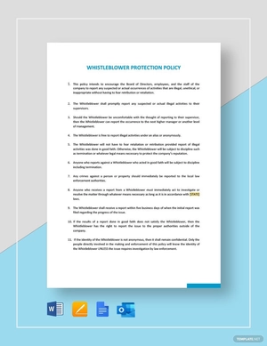 Whistle blower Protection Policy Template