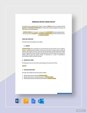 Wireless Device Usage Policy Template