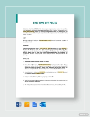 Paid Time Off Policy - PTO Template