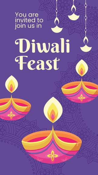 Free Diwali Feast Whatsapp Post Template to Edit Online