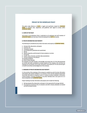 Privacy in the Workplace Policy Template