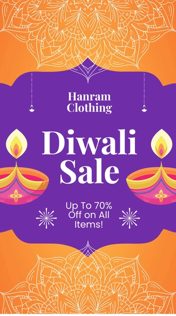 Free Diwali Sale Whatsapp Post Template to Edit Online