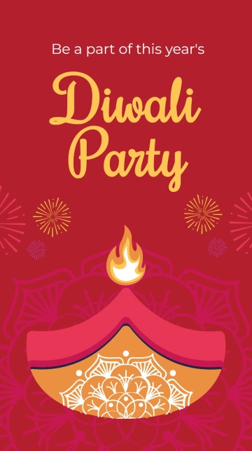 Free Diwali Party Whatsapp Post Template to Edit Online