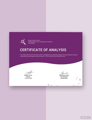 Certificate of Analysis Template