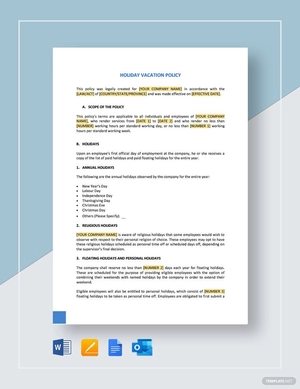 Holiday Vacation Policy Template