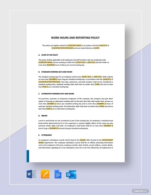 Work Hours and Reporting Policy Template