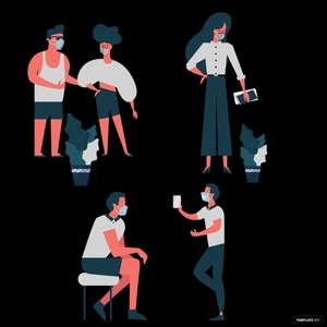 People With Mask Vector