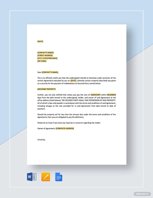 Notice of Intention to Foreclose Template