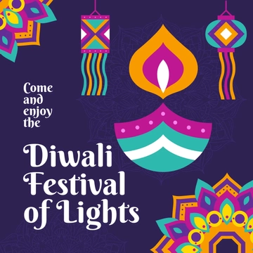 Free Diwali Festival of Lights Promotion Instagram Post Template to Edit Online