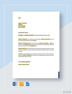Press Release on Promotion of Employee Template Press Release on Promotion of Employee Template