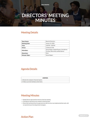 Minutes of Meeting of Directors Template