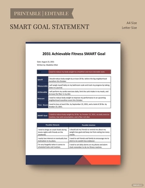 Achievable Smart Goal Template