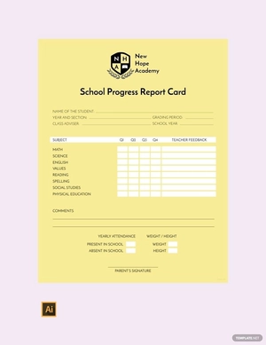School Progress Report Card Template