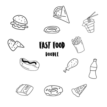Free Fast Food Doodle Clipart Template to Edit Online