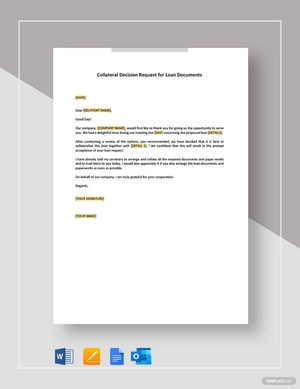 Collateral Decision Request for Loan Documents Template