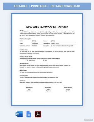 New York Livestock Bill Of Sale Form Template New York Livestock Bill Of Sale Form Template