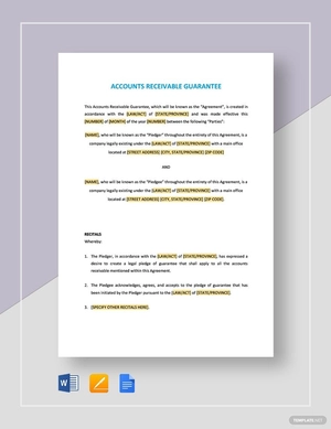 Accounts Receivable Guarantee Template