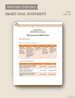 Quarterly Smart Goals Template