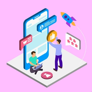 Social Media Advertising Isometric Illustration