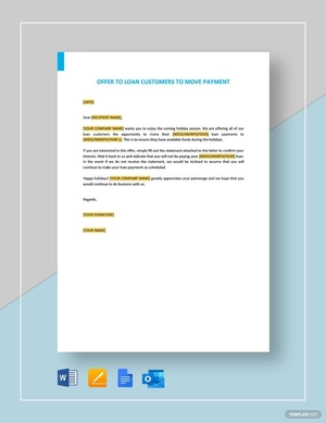 Offer to Loan Customers to Move December Payment Template
