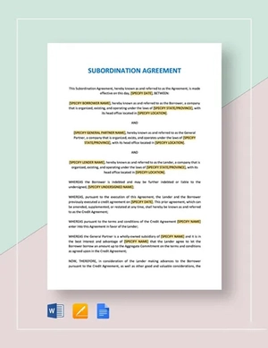 Subordination Agreement Template
